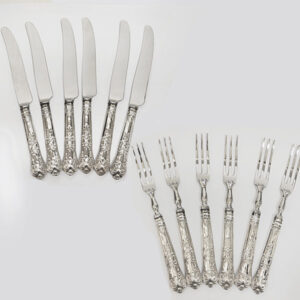 From Great Britian Service for 6 Sterling Silver Hollow Handle Forks & Knives for cheese or fruit