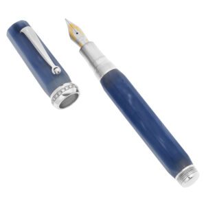 Montegrappa micra diamond fountain pen in clear blue resin with medium gold nib