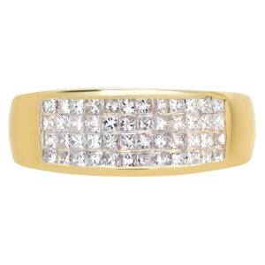 14k yellow gold ring with invisible set diamonds