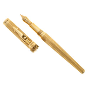 Collectible Montegrappa "Tribute to Ayrton Senna" fountain pen in 18k yellow gold.