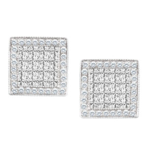 18k White gold Round and Princess Cut Diamond Earrings w/app. 2.30 carats.
