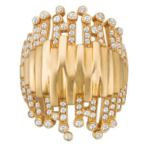 Sonia B White Flame Ring With App. 1.0 Ct In Pave Set Diamonds.