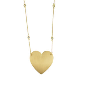 Heart Pendant With Diamond Accented Chain In 14k Yellow Gold With App. 0.40 Carats In Diamonds