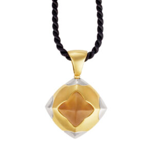 Bvlgari Piramide pendant in 18k with center citrine on black silk cord