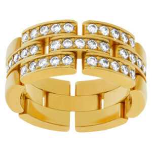 Elegant Cartier Panthere link ring 18k yellow gold with diamonds.
