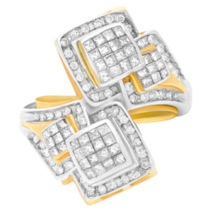 Princess cut diamond ring in 18k yellow and white gold