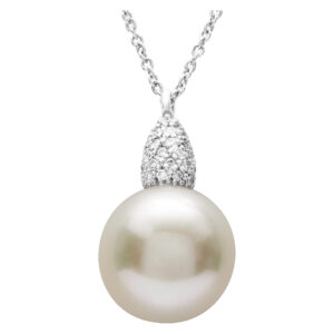 Beautiful 12.4mm South Sea Pearl drop style necklace. 0.32cts in diamonds