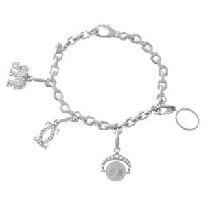 Cartier bracelet in 18k white gold with diamond charms. complete with papers