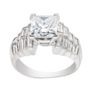 GIA certified square modified brilliant cut diamond ring 2.03 carats (E color, SI1 clarity)
