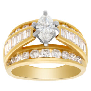 Sparkling marquise cut diamond ring in 14k