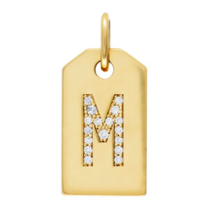 Tiffany & Co. Mini Alphabet Tag Charm "M" in diamonds in 18k