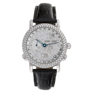 Ulysse Nardin GMT Perpetual Calendar 320-22 18k White Gold factory Pave Diamond