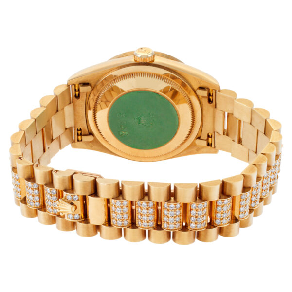 Rolex Day-Date Pyramid Coral diamond dial, diamond bezel, diamond bracelet watch