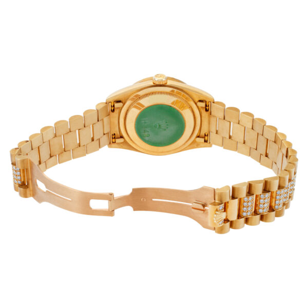 Rolex Day-Date Pyramid Coral diamond dial, diamond bezel, diamond bracelet watch